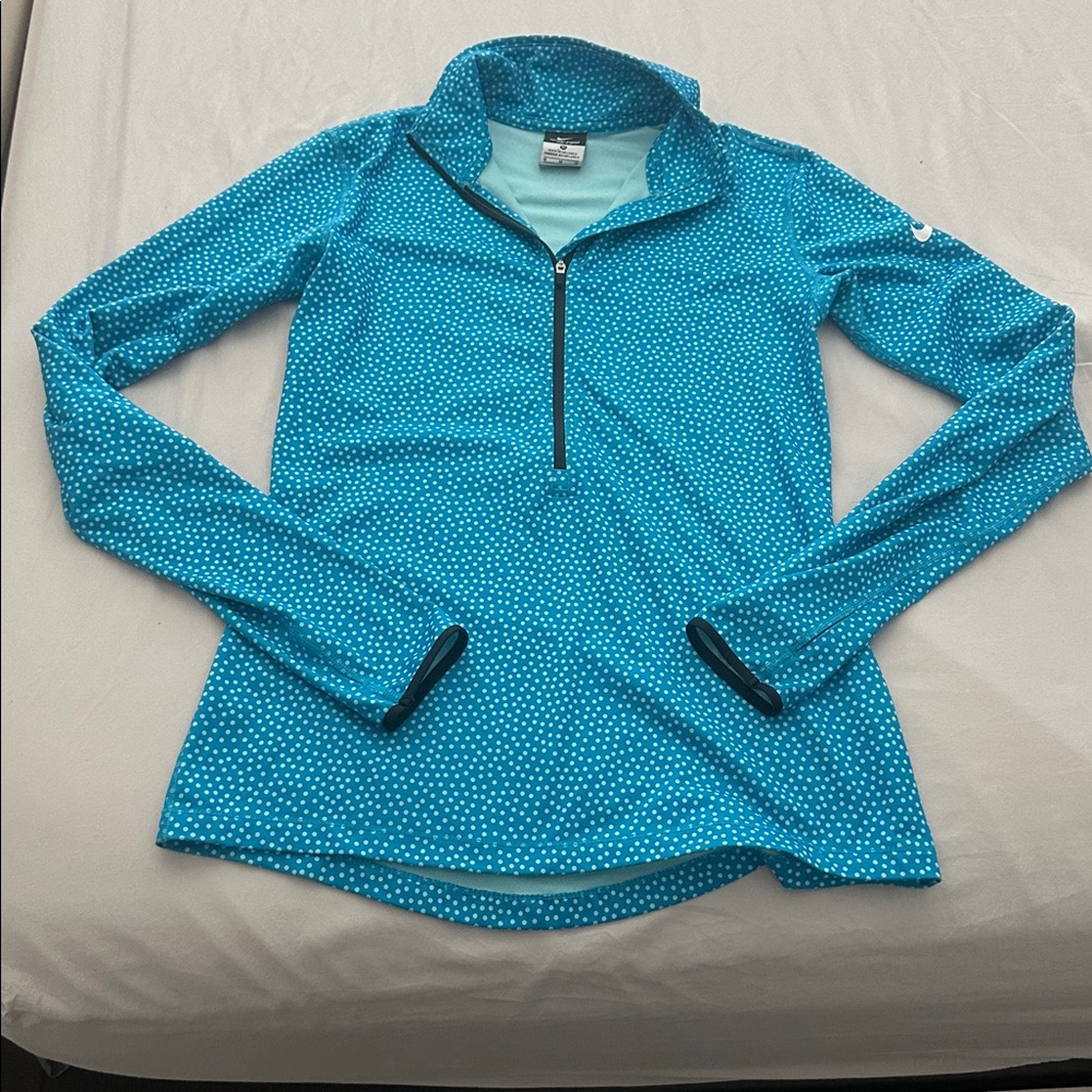 Nike Turquoise Polka Dot Dri-Fit Q-Zip